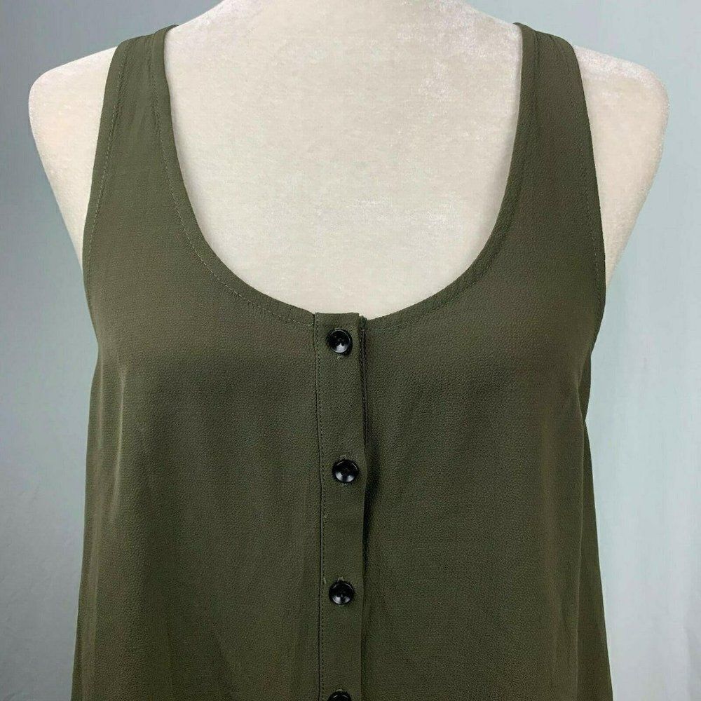 Anthropologie Knot Sisters Racer Back Tank Top M Sage Green Black Tunic